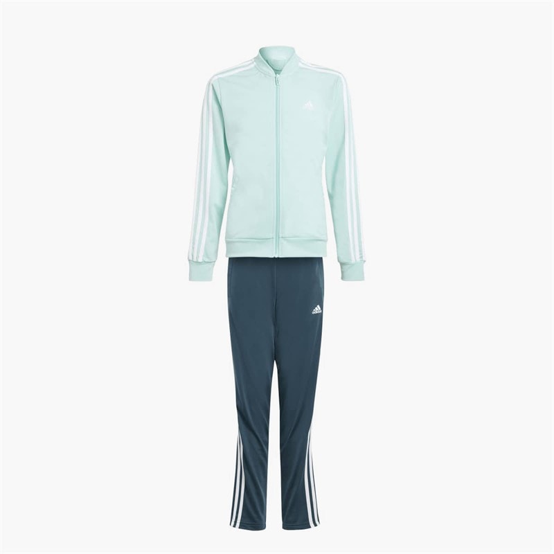 adidas Junior Meisjes Essentials 3-Stripes Trainingspak Semi Flash Aqua/Wit
