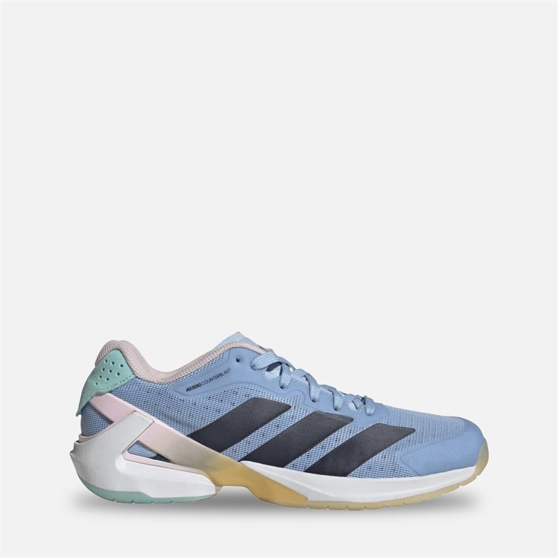 adidas Dames Courterblast Adizero Binnen Court Schoenen Glow Blue/Shadow Navy/Clear Pink