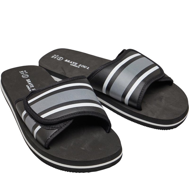 Brave Soul Heren Mateo Slippers Zwart/Grijs/Wit