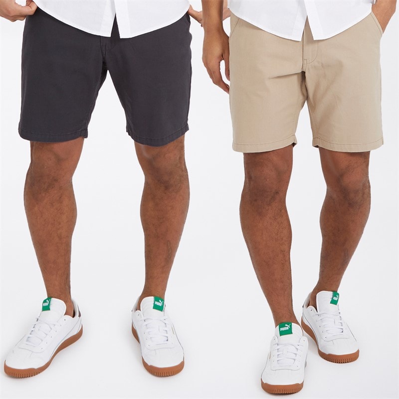 Brave Soul Heren Hansen Chino Shorts - Set van 2 - Navy/Stone