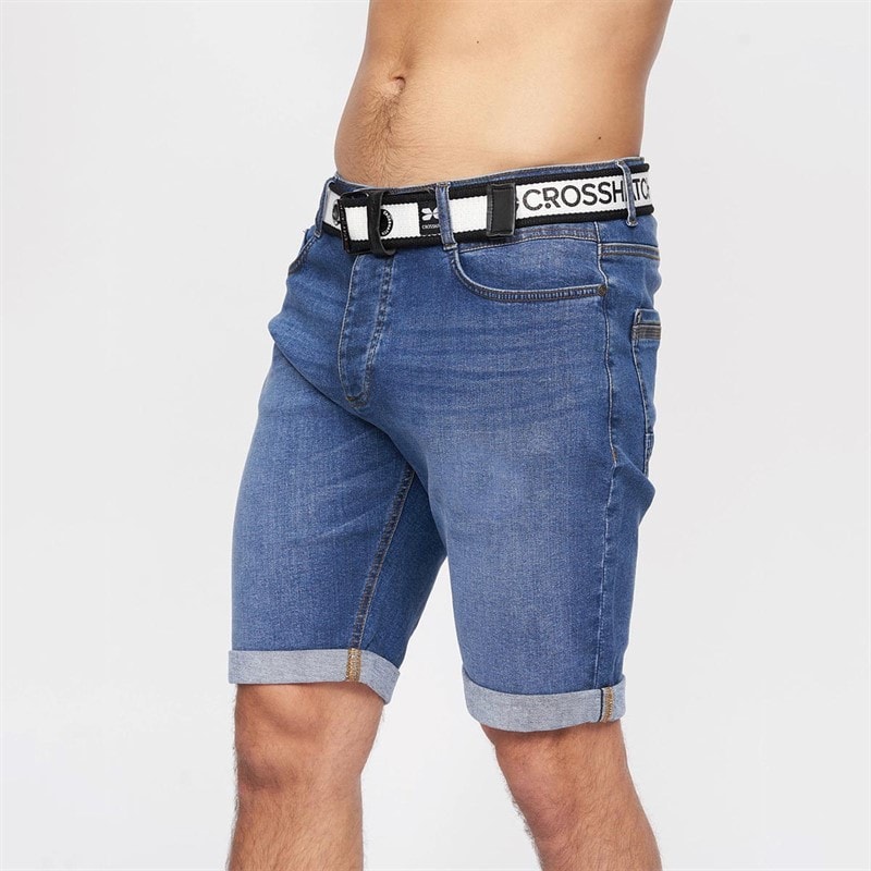 Crosshatch Herenshorts van denim in mid-wash