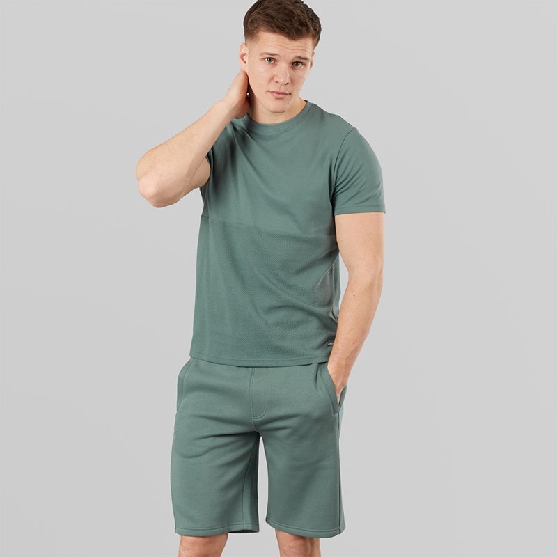 Bench Heren Varem T-shirt En Shorts Set Basalt Green