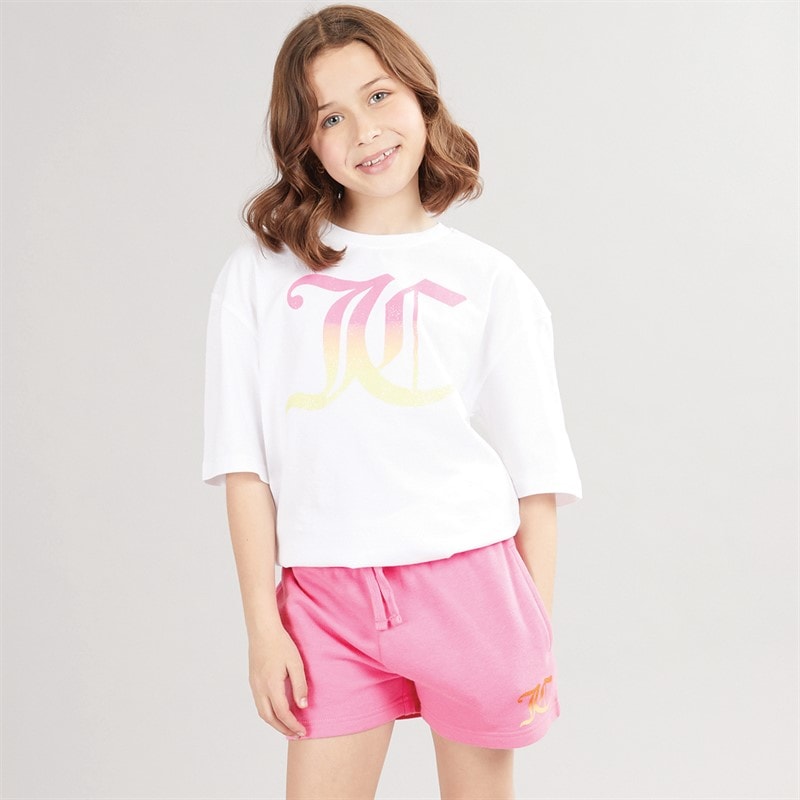 Juicy Couture Meisjes oversized T-shirt en jersey shorts set Pink Cosmos