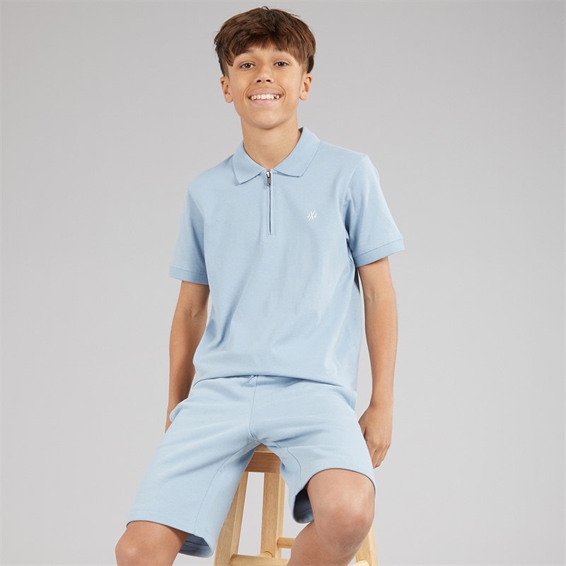 JACK & JONES Jongens Basic Rits T-shirt En Shorts Set Ashley Blue