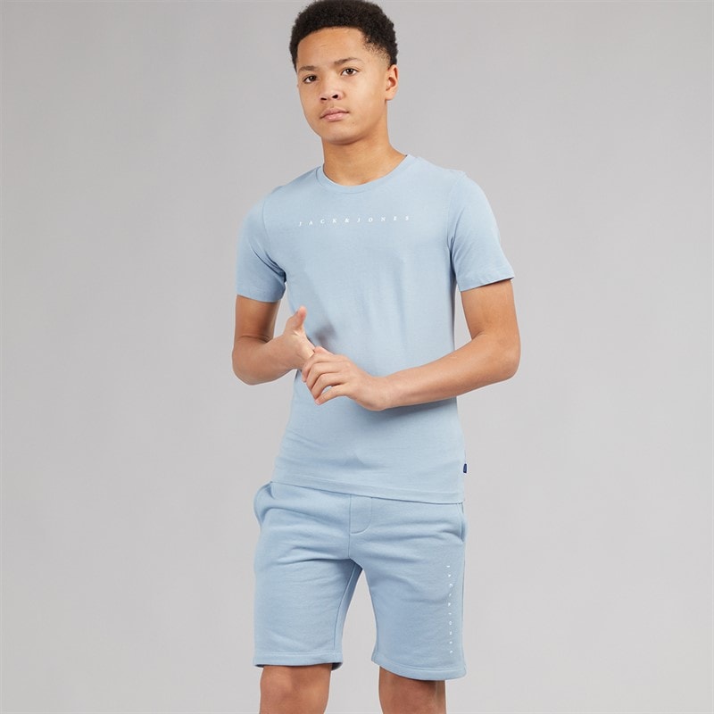 JACK & JONES Jongens lettertype T-shirt en shorts set Ashley Blue