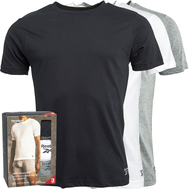 Reebok Heren Santo T-shirts Driepack Zwart/Grijs Melange/Wit