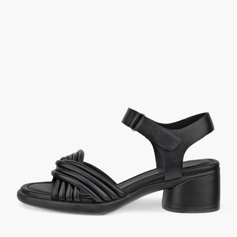 ECCO Dames Gebeeldhouwde 36 Buizen Lederen Hoge Hak Sandalen Zwart